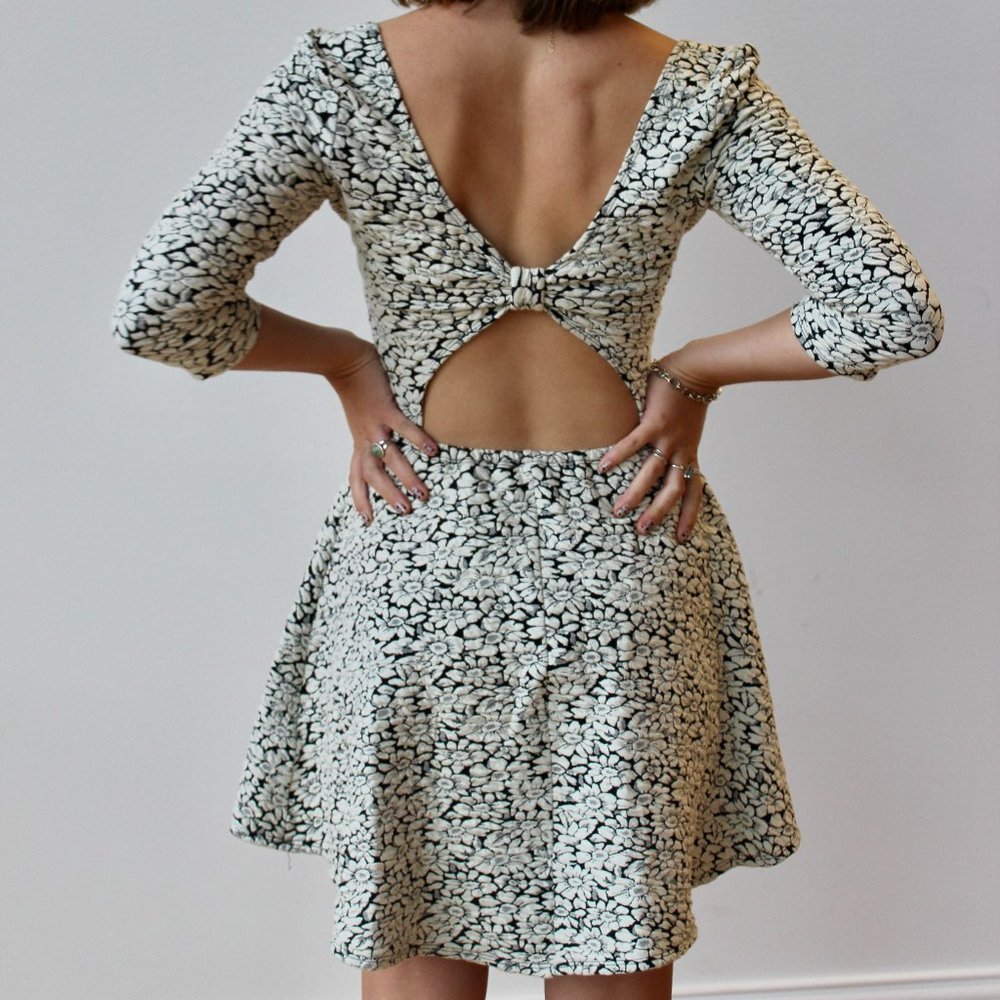 Hollister Textured Floral A-Line Open Back Dress